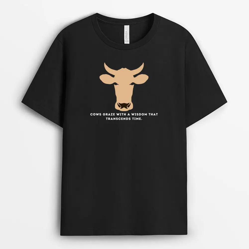 Cows Graze With A Wisdom That Transcends Time Veilxtee T-Shirt - Black