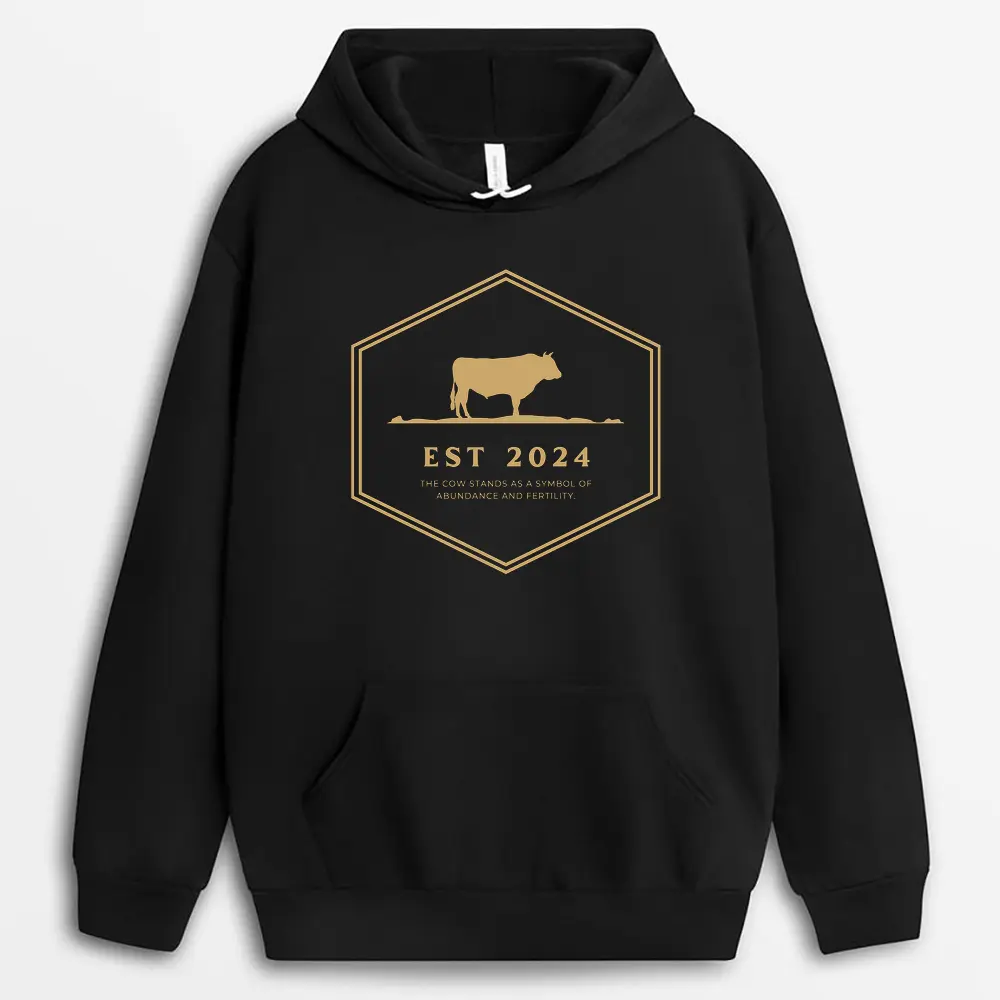 The Cow Stands As A Symbol Of Abundance And Fertility Veilxtee Hoodie - Black