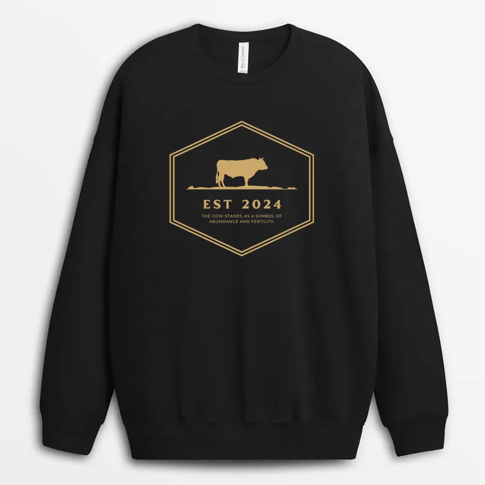 The Cow Stands As A Symbol Of Abundance And Fertility Veilxtee Sweatshirt - Black