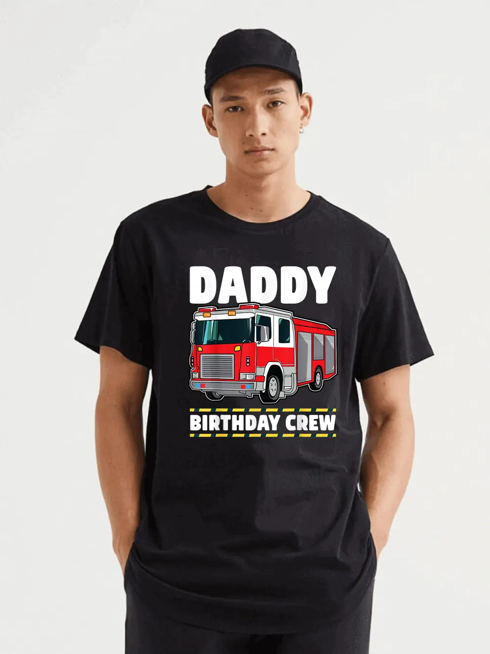 Daddy Birthday Crew Fire Truck Firefighter Dad Papa T-Shirt
