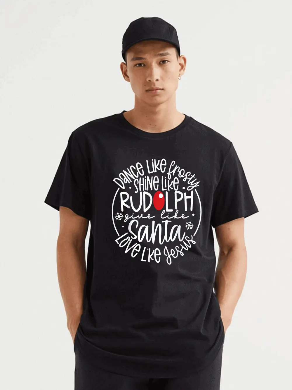 Dance Like Frosty Shine Rudolph Give Santa Love Jesus T-Shirt