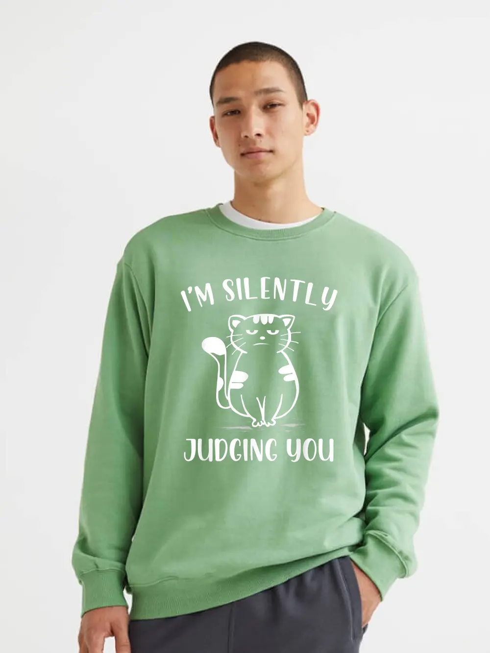 Funny Black Cat I'm Silently Judging You Retro Sweatshirt
