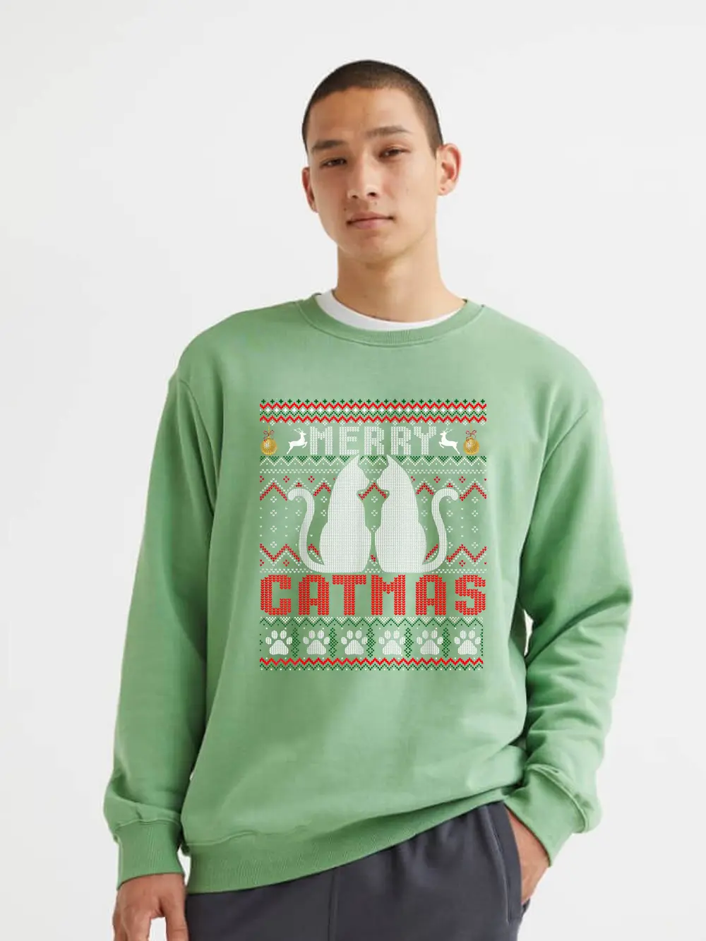 Funny Cat Lover Merry Catmas Christmas Sweatshirt