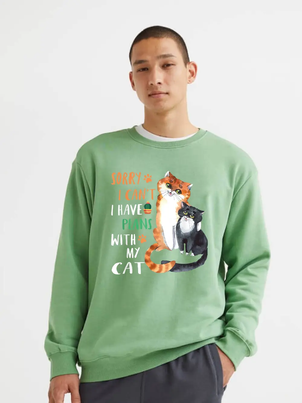 Funny Cat Lover Sorry I Can't I Have Plans With My Cat Sweatshirt